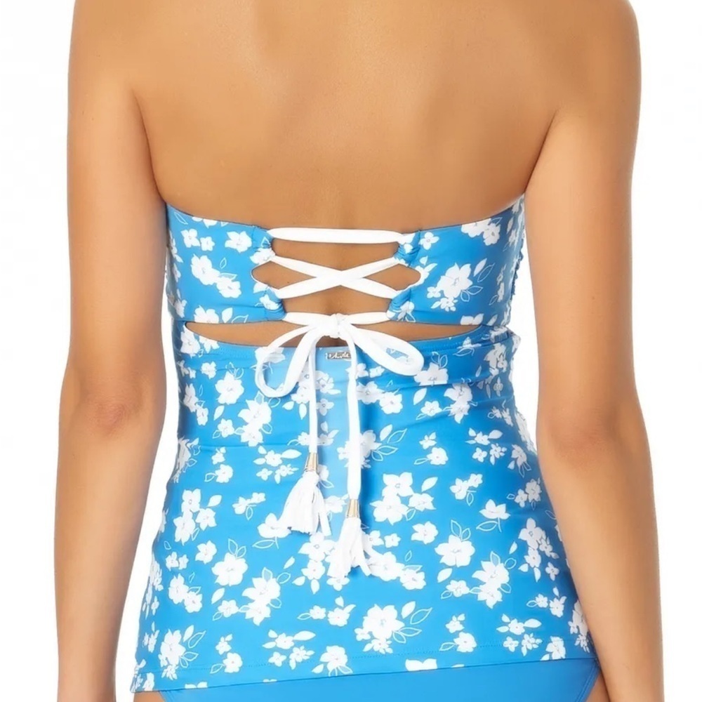 Anne Cole Women's Front Bandeau Tankini Swimsuit Top Blue Size Medium - Picture 2 of 4